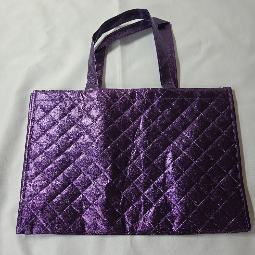 ✨ Metallic Purple Quilted Reusable Gift / Tote Bag Shopper Eco Chic NWOT✨